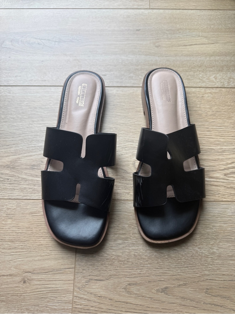 Women's Black Cutout Slide Sandals - Sleek Slip-On Comfort